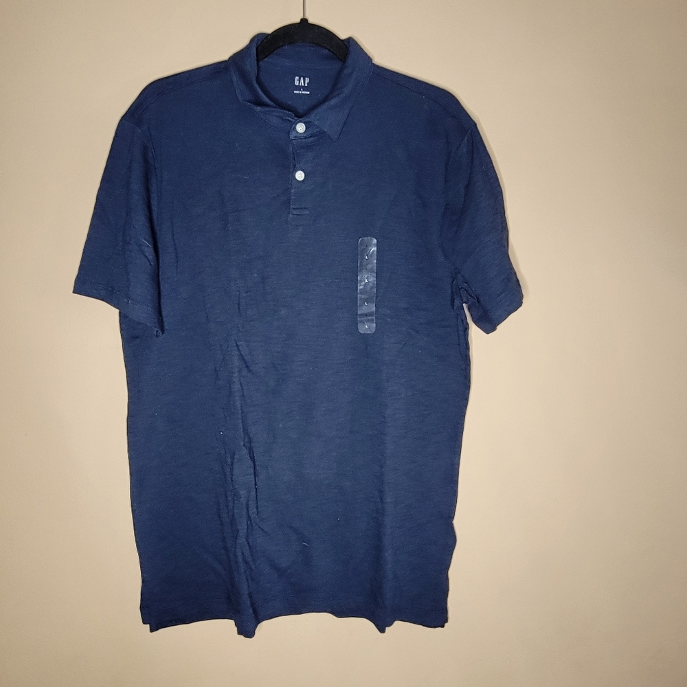Gap Collared button up Men's Short Sleeve Polo Navy Blue LARGE